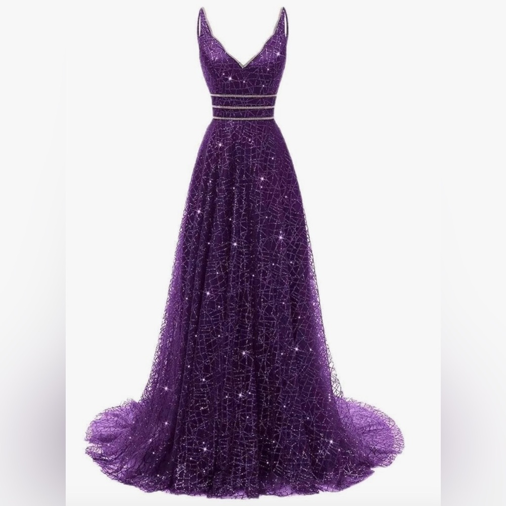 Prom Dresses Long Beaded Deep V-Neck&Back
Sparkling Princess Tull Dresses Grape